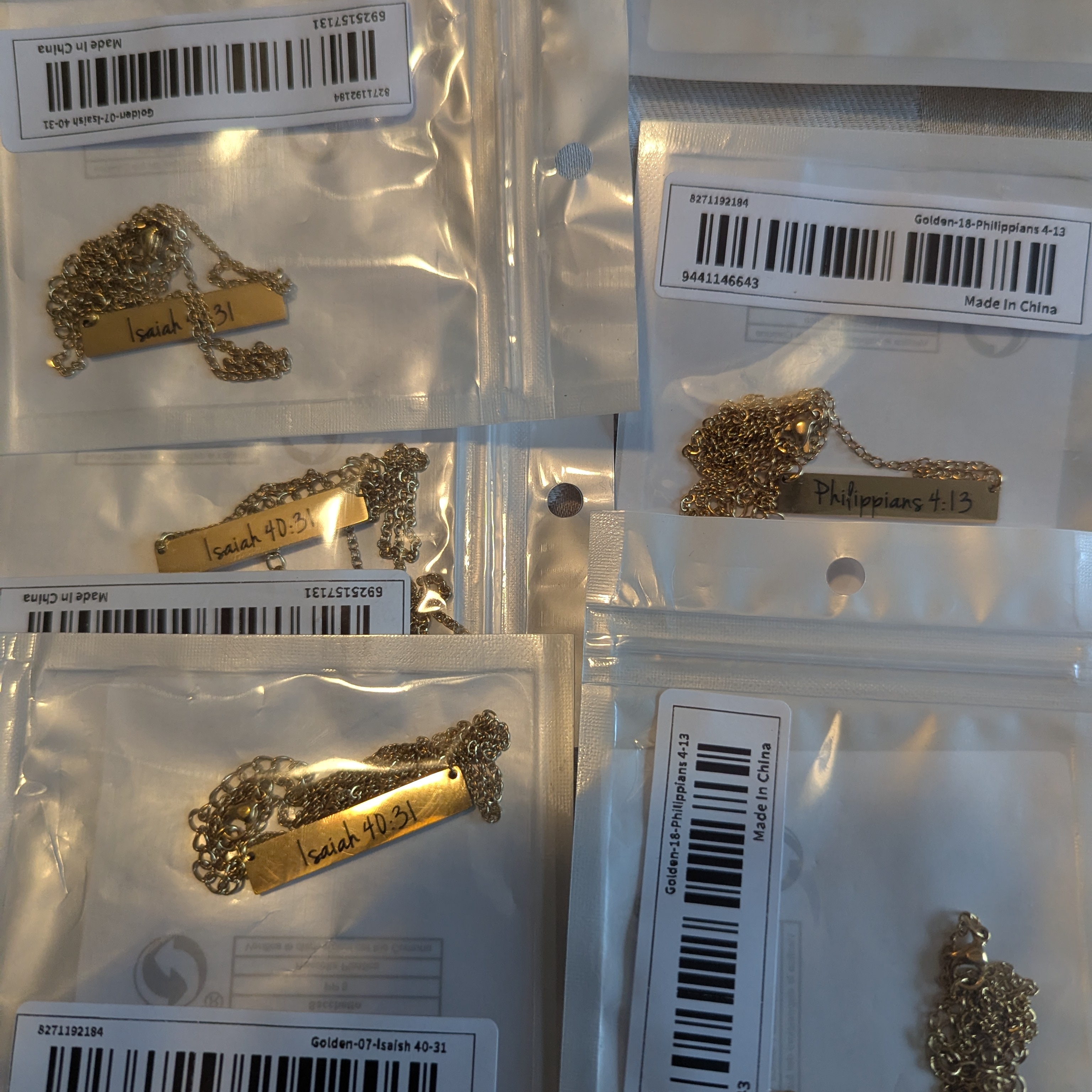 Gold Plated Engraved Scripture Necklaces
